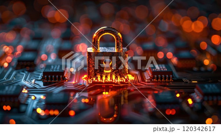 Illustration of a castle on an abstract background. Cybersecurity technology or Internet network security systems and the concept of data protection using encryption. Blocking the cybersecurity system Illustration of a castle on an abstract background. Cybersecurity technology or Internet network security systems and the concept of data protection using encryption. Blocking the cybersecurity system 120342617