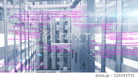 Computer code image over servers in data center 120343735
