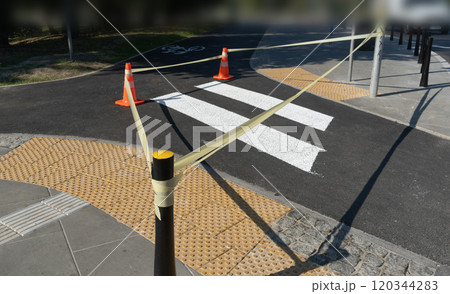 Road Cone, Construction Cone, Red Plastic Warning Sign, Road Witches' Hat, Channelizing Cone on Street Road Cone, Construction Cone, Red Plastic Warning Sign, Road Witches' Hat, Channelizing Cone on Street 120344283