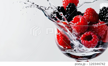 Fresh Berries in a Splash of Water 120344742