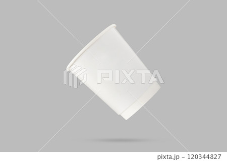 White paper coffee cup floated on gray background White paper coffee cup floated on gray background 120344827