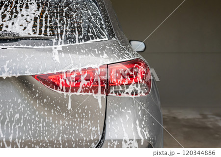 car cleaning and washing with foam soap car cleaning and washing with foam soap 120344886