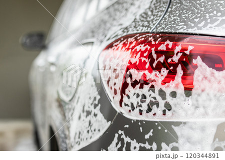 car cleaning and washing with foam soap car cleaning and washing with foam soap 120344891