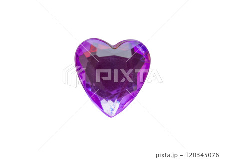 purple heart shape crystal valentines day symbol sticker isolated on white background 120345076