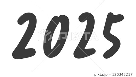 手書きの黒い2025の文字 - ラフでおしゃれな西暦2025年のテキスト素材  120345217