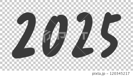 手書きの黒い2025の文字 - ラフでおしゃれな西暦2025年のテキスト素材  120345217