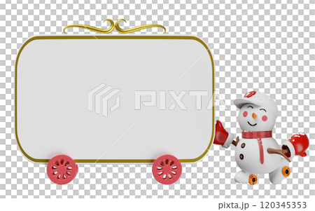 3d snowman in hat and warm mittens roller skating pushing billboards isolated. merry christmas, festive new year concept, 3d render illustration 3d snowman in hat and warm mittens roller skating pushing billboards isolated. merry christmas, festive new year concept, 3d render illustration 120345353