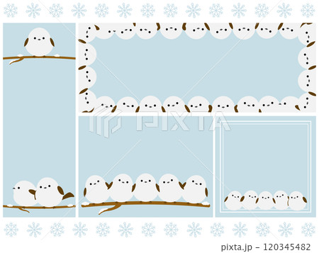 かわいいシマエナガ団子の背景4種セット 120345482