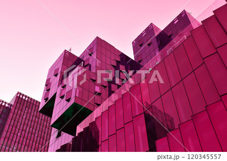 Colorful glass skyscrapers, building facades, minimalistic cityscape, modern architecture Colorful glass skyscrapers, building facades, minimalistic cityscape, modern architecture 120345557