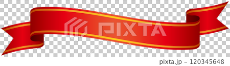 カーブのついたゴールドライン入りグラデーションリボンの単品イラスト6(赤) カーブのついたゴールドライン入りグラデーションリボンの単品イラスト6(赤) 120345648