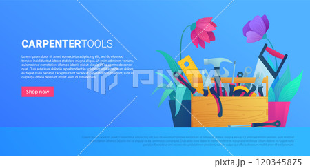 DIY store web banner with carpenter tools 120345875
