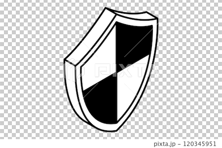 Security shield, burglar prevention and home security black and white isometric icon 120345951