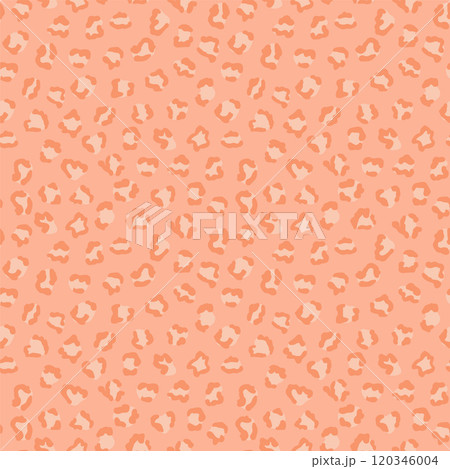 Leopard skin seamless pattern with color of the year 2024 Peach Fuzz. Fur of cheetah, jaguar. Fashion and luxury textile design. Ideal for print, fabric, cover, backdrop, banner, wrapping paper 120346004