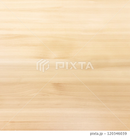 白木色のきめ細かい横木目のパイン材の板の正方形の背景画像 120346039