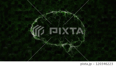 Neural network image over dark green abstract background Neural network image over dark green abstract background 120346223