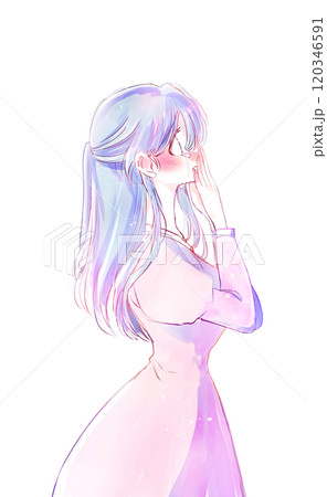 泣いている女性 横側のイラスト素材 [120346591] - PIXTA
