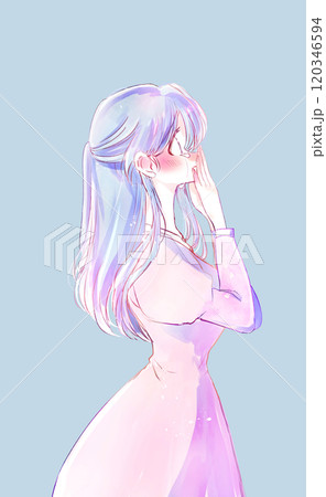泣いている女性　横側 120346594