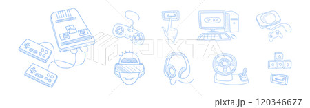 Computer Game Playing Hand Drawn Object and Item Vector Set Computer Game Playing Hand Drawn Object and Item Vector Set 120346677