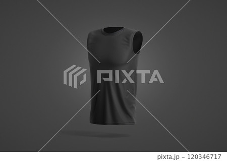 Blank black sleeveless shirt mockup, dark background 120346717