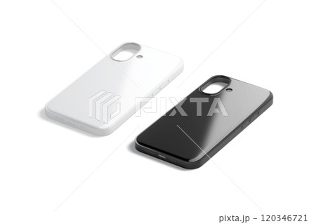 Blank black and white glossy phone case mockup, side view Blank black and white glossy phone case mockup, side view 120346721