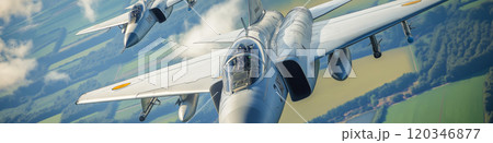 Fighter jet. Two planes fighting in the air 120346877
