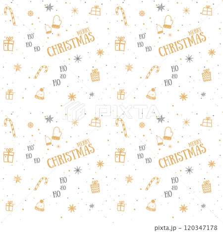 New Year.Cute and beautiful christmas trees seamless pattern, hand drawn doodle sketch and decorated trees - great for textiles, banners, wallpapers, cards - vector surface design. Green background. 120347178