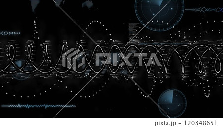 Image of financial data processing over black background 120348651