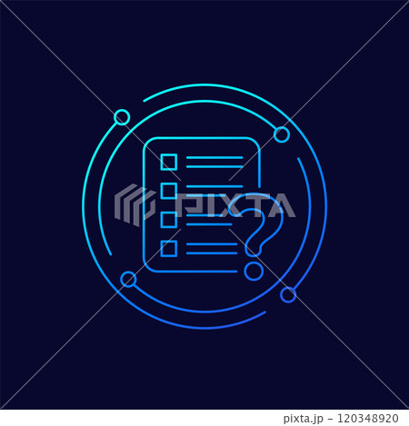 Survey, test icon in linear design 120348920