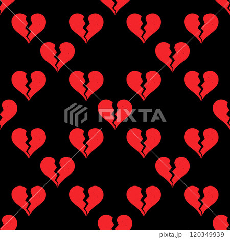 Heart Broken vector geometric seamless pattern with red vintage heart sign 120349939