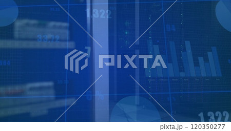Image of financial data processing over server room Image of financial data processing over server room 120350277