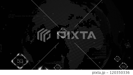 Image of 6g text and digital data processing over globe 120350336