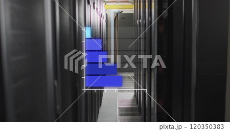 Image of blue graph over computer server room 120350383