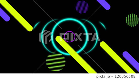 Image of vibrant abstract shapes moving on black background 120350509