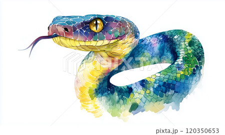 水彩の蛇のイラストのイラスト素材 [120350653] - PIXTA