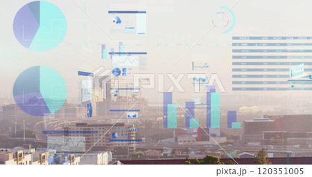 Image of financial data processing over city 120351005