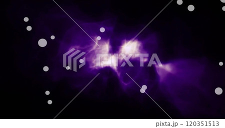 Purple nebula and white particles image on black background 120351513