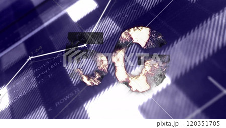 Programming code and 5g text image over abstract background with glitch effect Programming code and 5g text image over abstract background with glitch effect 120351705