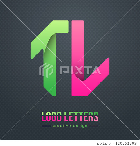 Creative design of the letters T and L. A template for a corporate brand, logo, and business card. A recognizable element of the brand name. The idea of thematic creativity Creative design of the letters T and L. A template for a corporate brand, logo, and business card. A recognizable element of the brand name. The idea of thematic creativity 120352305