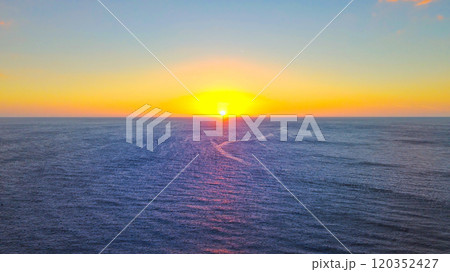 Sunset over St Petes Beach in Florida aerial view 120352427