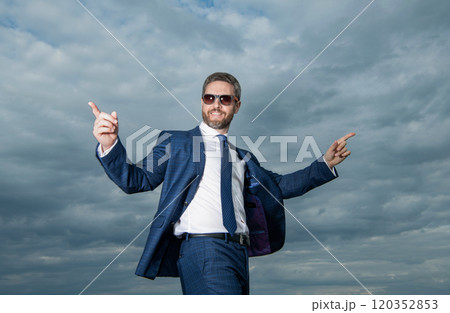 happy businessman in business suit. photo of businessman in suit. 120352853