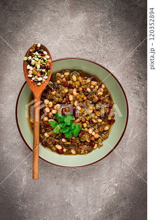 Bean soup, traditional Mexican cuisine, bean soup, beans, peas, 120352894