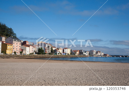 Camelle town view from the beach, Galicia, Spain 120353746
