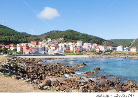 Camelle town view from the beach, Galicia, Spain 120353747