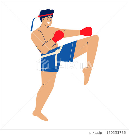 Muay Thai Fighter in Traditional Headband 120353786