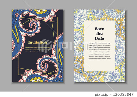Two greeting cards set with paisley motifs Two greeting cards set with paisley motifs 120353847