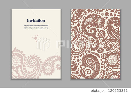 Two greeting cards set with paisley motifs Two greeting cards set with paisley motifs 120353851