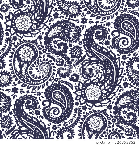 Monohcrome seamless pattern with Paisley motifs Monohcrome seamless pattern with Paisley motifs 120353852