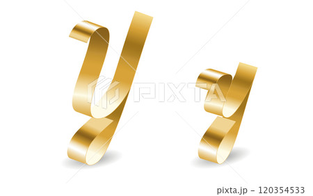 Golden Ribbon English Alphabet Y Symbol. Shiny Gold Tape Letter Vector Illustration Golden Ribbon English Alphabet Y Symbol. Shiny Gold Tape Letter Vector Illustration 120354533