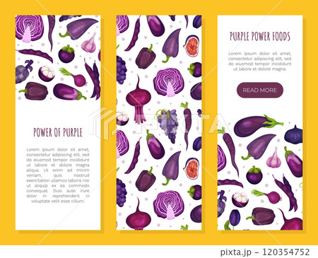Purple Veggie and Fruit Banner Design Vector Template Purple Veggie and Fruit Banner Design Vector Template 120354752