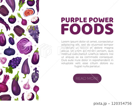 Purple Veggie and Fruit Banner Design Vector Template Purple Veggie and Fruit Banner Design Vector Template 120354756